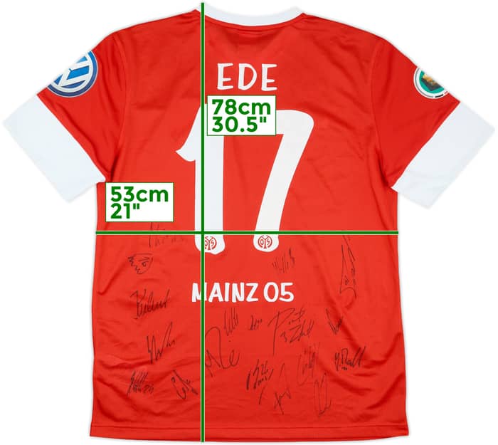 2012-13 FSV Mainz Match Issue Squad Signed DFB-Pokal Home Shirt Ede #17