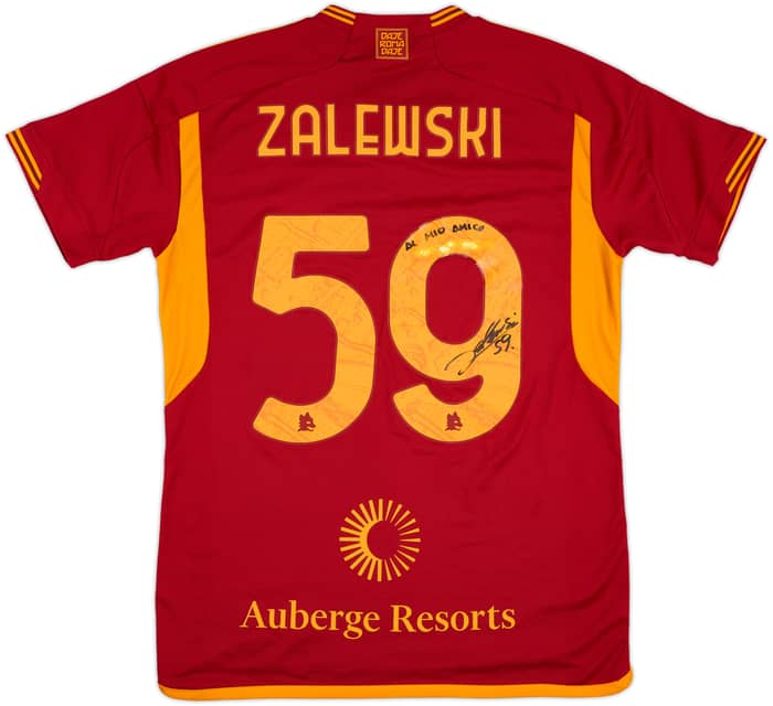 2023-24 Roma Match Issue Signed Home Shirt Zalewski #59