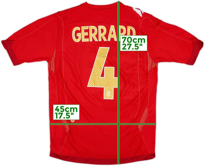 2006-08 England Away Shirt Gerrard #4 - 6/10 - (S)