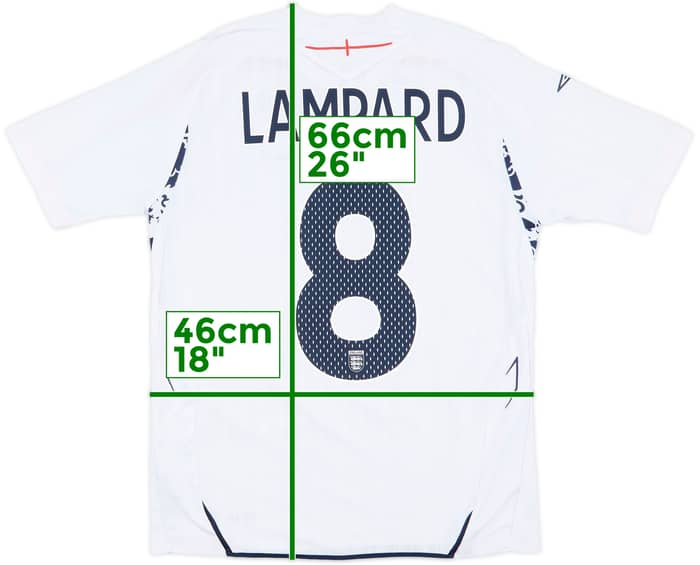 2007-09 England Home Shirt Lampard #8 - 7/10 - (XL.Boys)