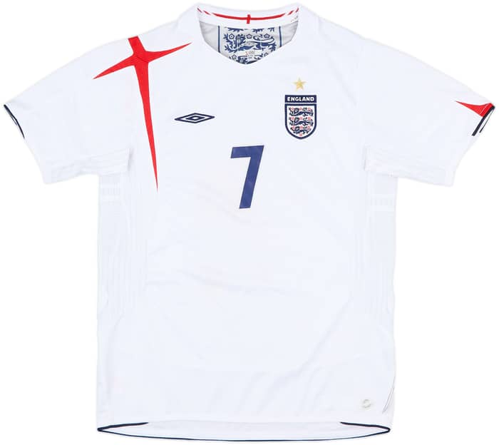 2005-07 England Home Shirt Beckham #7 - 7/10 - (XL.Boys)