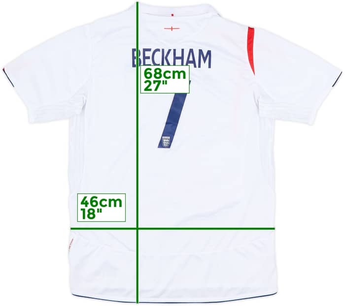 2005-07 England Home Shirt Beckham #7 - 7/10 - (XL.Boys)