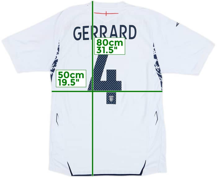 2007-09 England Home Shirt Gerrard #4 - 6/10 - (L)