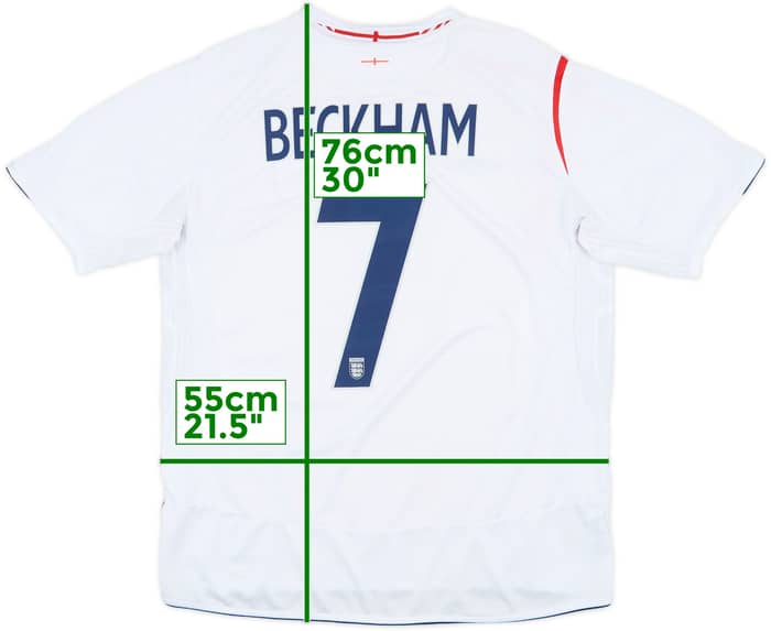 2005-07 England Home Shirt Beckham #7 - 6/10 - (XL)