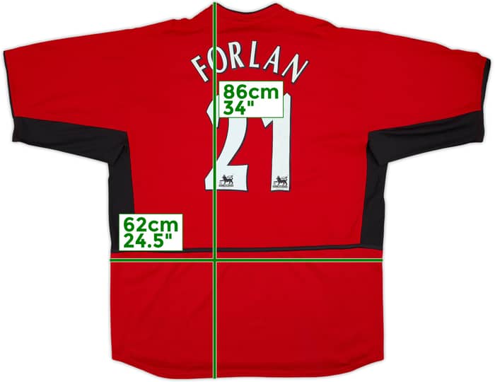 2002-04 Manchester United Signed Home Shirt Forlan #21 - 7/10 - (XXL)