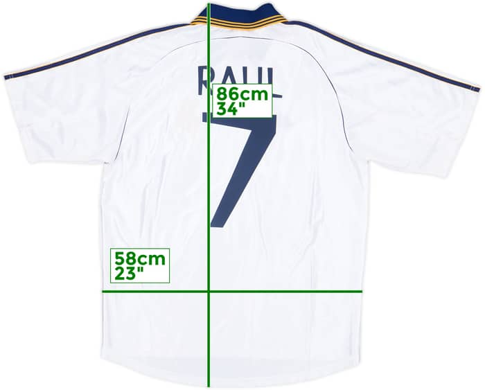1998-00 Real Madrid Home Shirt Raul #7 - 9/10 - (L)