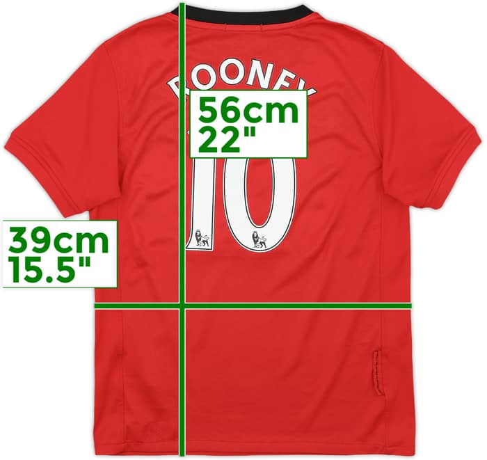 2009-10 Manchester United Home Shirt Rooney #10 - 8/10 - (S.Boys)