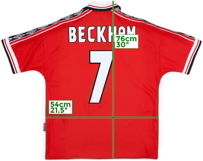 1998-00 Manchester United Home Shirt Beckham #7 - 8/10 - (M)