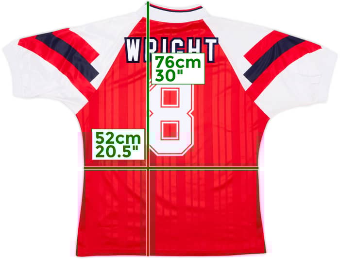 1992-94 Arsenal Home Shirt Wright #8 - 6/10 - (L)