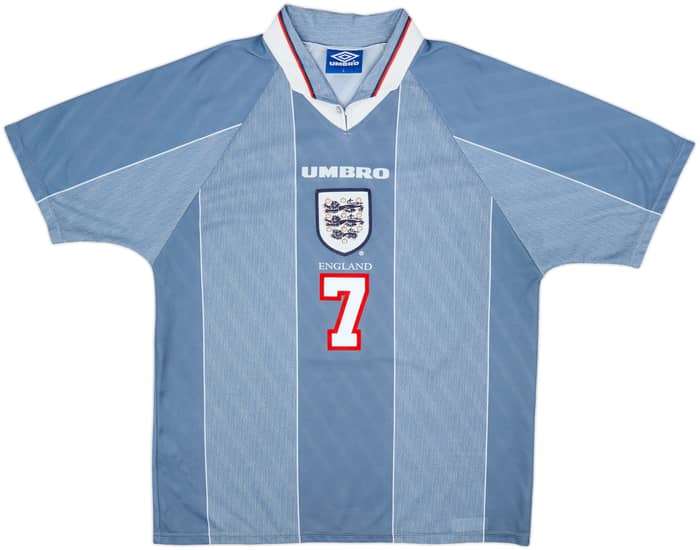 1996-97 England Away Shirt Beckham #7 - 9/10 - (L)