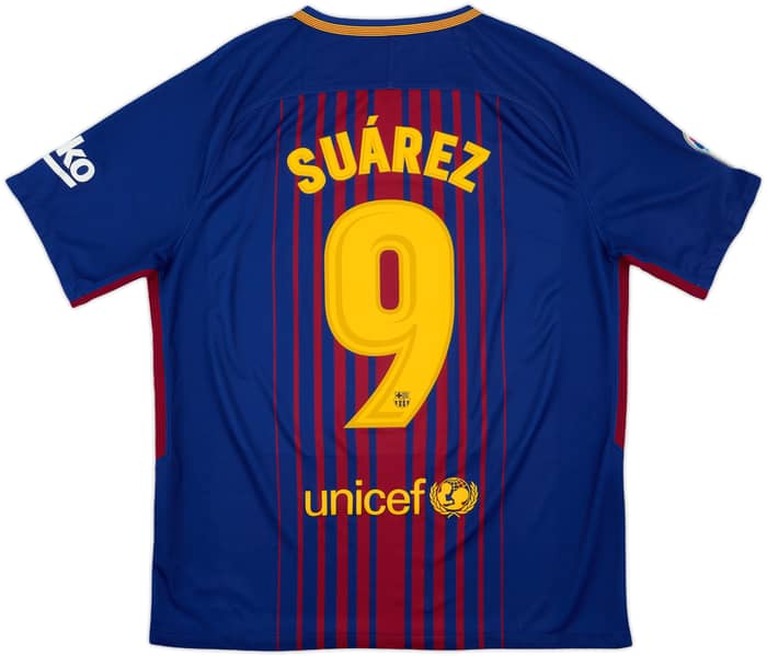 2017-18 Barcelona Home Shirt Suarez #9 - 8/10 - (L)