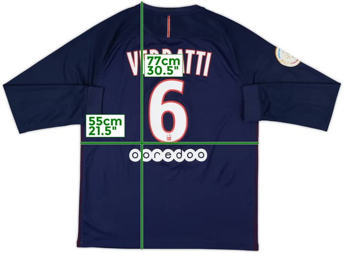 2016-17 Paris Saint-Germain Home L/S Shirt Verratti #6 - 7/10 - (L)