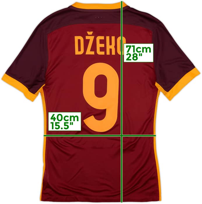 2015-16 Roma Authentic Home Shirt Dzeko #9 - 8/10 - (S)