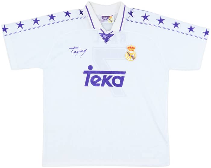1996-97 Real Madrid Taquy Home Shirt Raul #7 - 8/10 - (L)