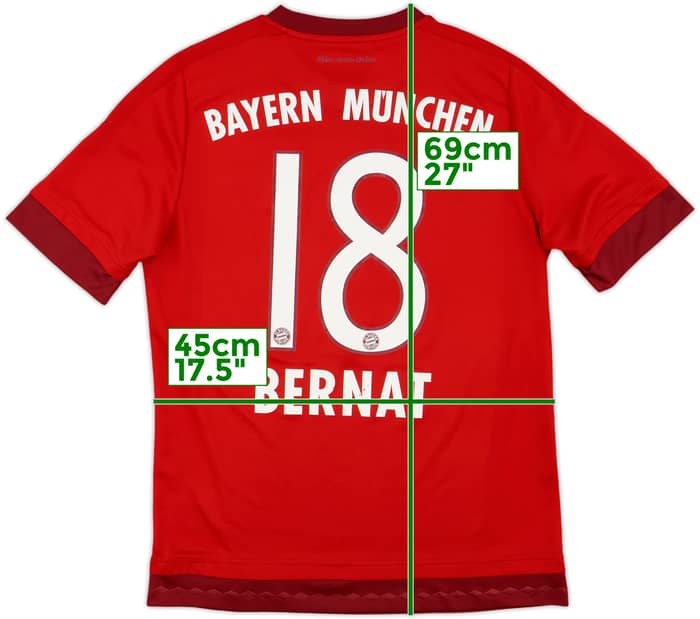 2015-16 Bayern Munich Home Shirt Bernat #18 - 7/10 - (XL.Boys)