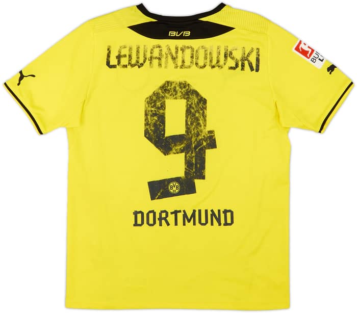 2013-14 Borussia Dortmund Home Shirt Lewandowski #9 - 4/10 - (XL.Boys)
