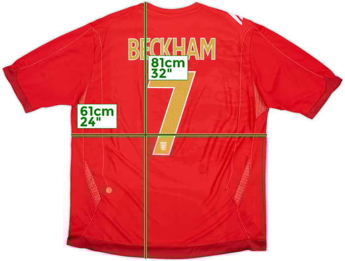 2006-08 England Away Shirt Beckham #7 - 6/10 - (XXL)