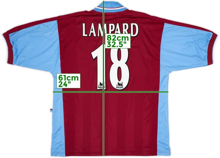 1997-98 West Ham Home Shirt Lampard #18 - 9/10 - (XL)