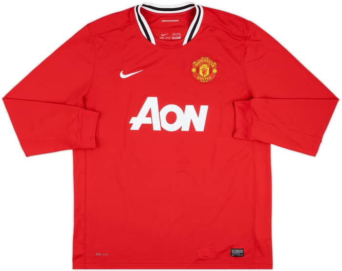 2011-12 Manchester United Home L/S Shirt - 8/10 - (XL)