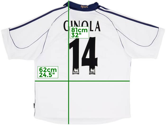 1999-01 Tottenham Home Shirt Ginola #14 - 8/10 - (XL)