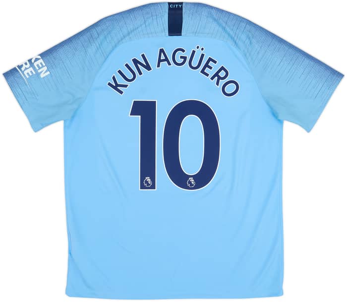 2018-19 Manchester City Home Shirt Kun Aguero #10 - 7/10 - (L)