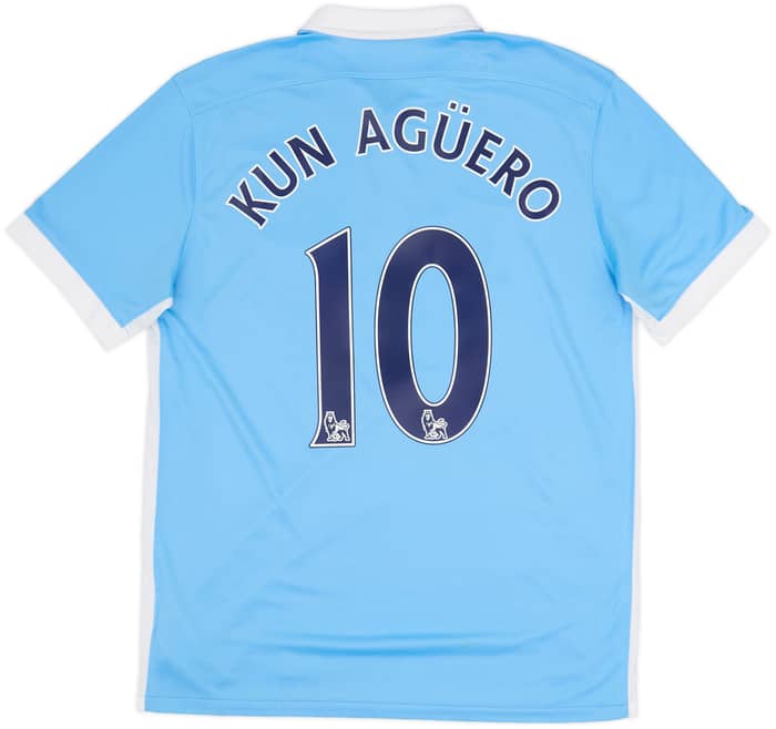 2015-16 Manchester City Home Shirt Kun Aguero #10 - 7/10 - (M)