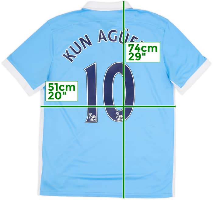 2015-16 Manchester City Home Shirt Kun Aguero #10 - 7/10 - (M)