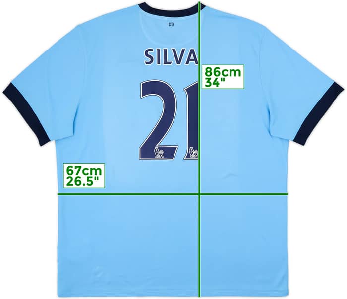 2014-15 Manchester City Home Shirt Silva #21 - 8/10 - (3XL)