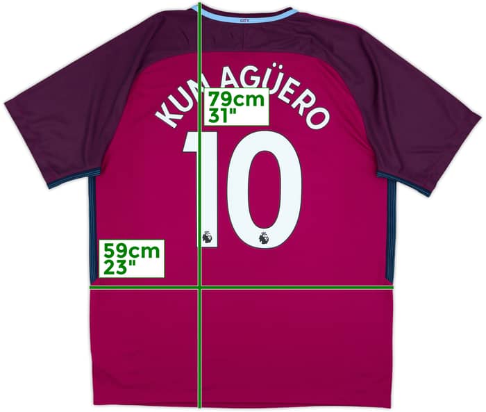 2017-18 Manchester City Visitante Camiseta Kun Aguero #10 - 9/10 - (XL)