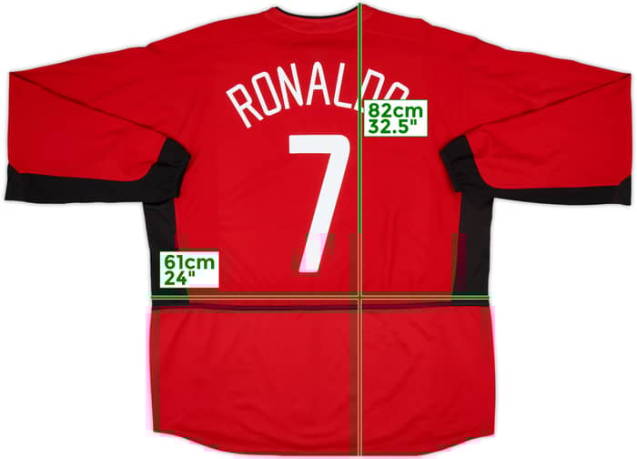 2002-04 Manchester United Home L/S Shirt Ronaldo #7 - 7/10 - (XXL)