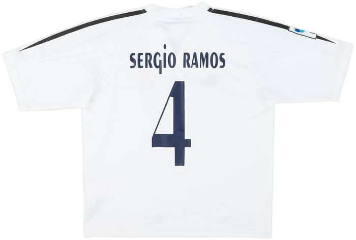 2004-05 Real Madrid Home Shirt Sergio Ramos #4 - 7/10 - (M.Boys)