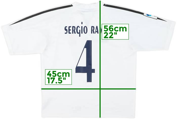 2004-05 Real Madrid Home Shirt Sergio Ramos #4 - 7/10 - (M.Boys)