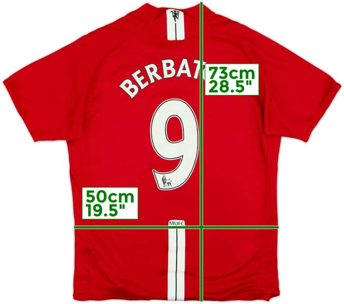 2007-09 Manchester United Home Shirt Berbatov #9 - 7/10 - (L)