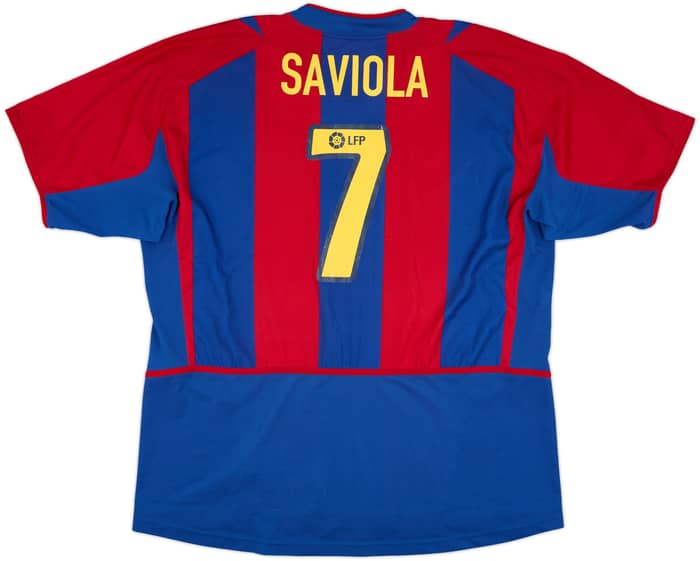 2002-03 Barcelona Home Shirt Saviola #7 - 8/10 - (XXL)