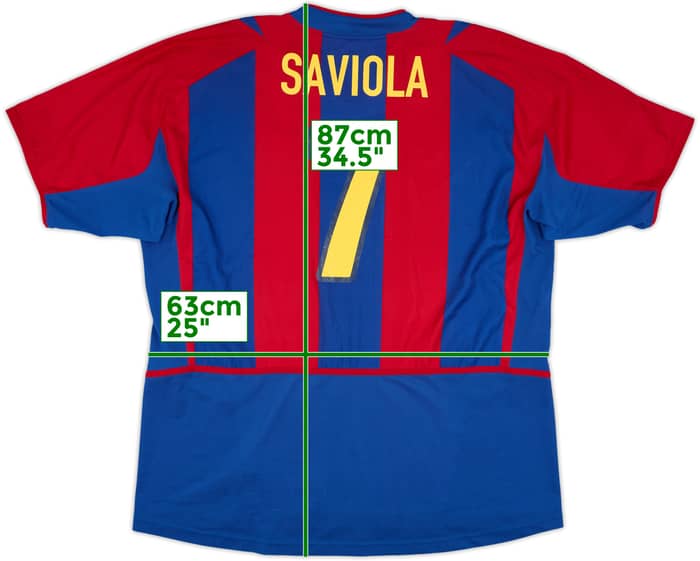 2002-03 Barcelona Home Shirt Saviola #7 - 8/10 - (XXL)
