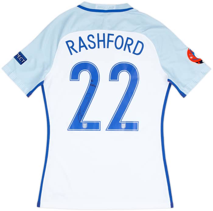 2016 England Match Issue European Championship Signed Home Shirt Rashford #22
