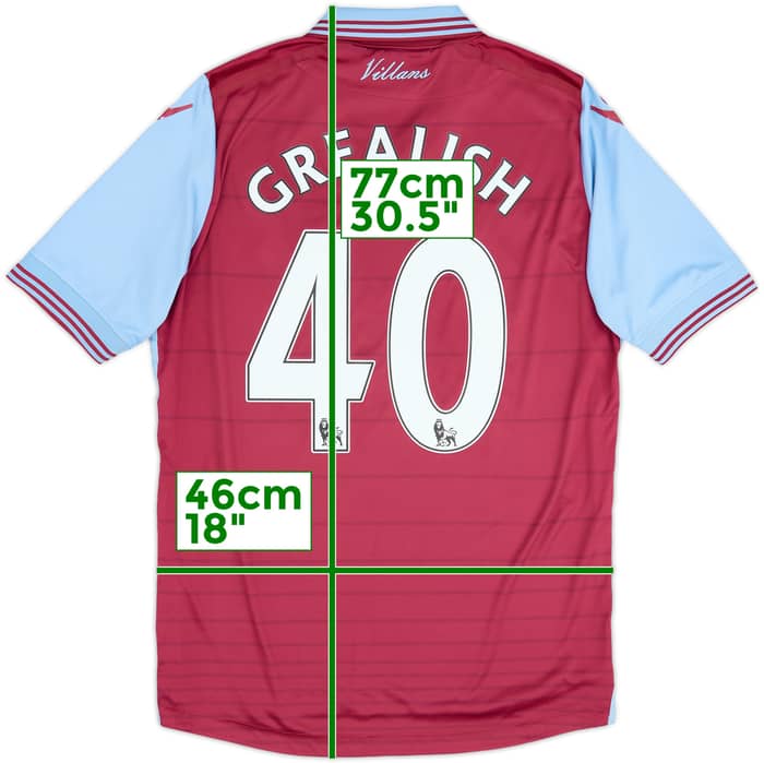 2015-16 Aston Villa Home Shirt Grealish #40 - 5/10 - (S)