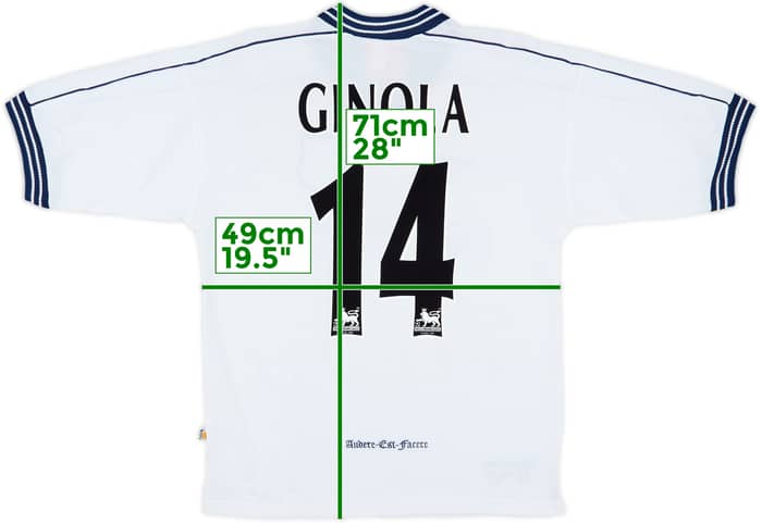 1997-99 Tottenham Home Shirt Ginola #14 - 8/10 - (S)