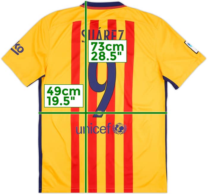 2015-16 Barcelona Away Shirt Suarez #9 - 9/10 - (M)