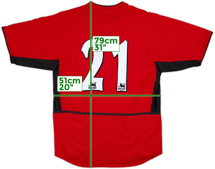 2002-04 Manchester United Home Shirt #21 - 7/10 - (M)