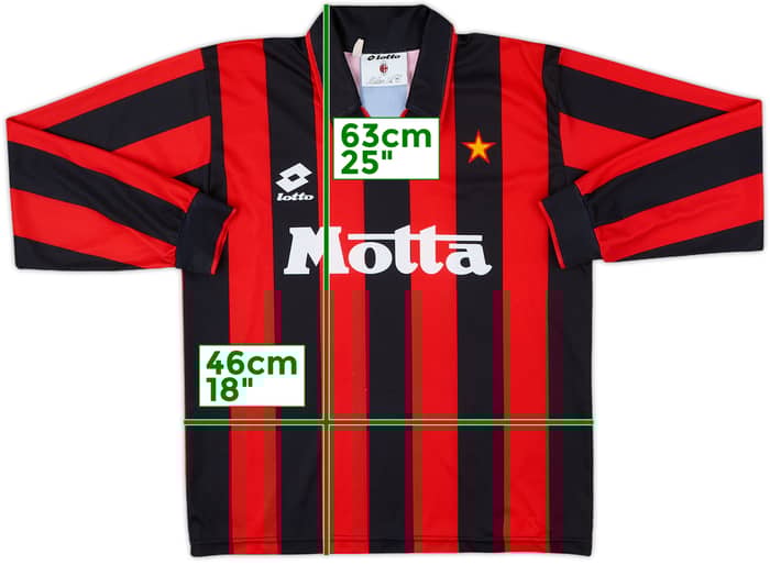 1993-94 AC Milan Home L/S Shirt - 8/10 - (L.Boys)