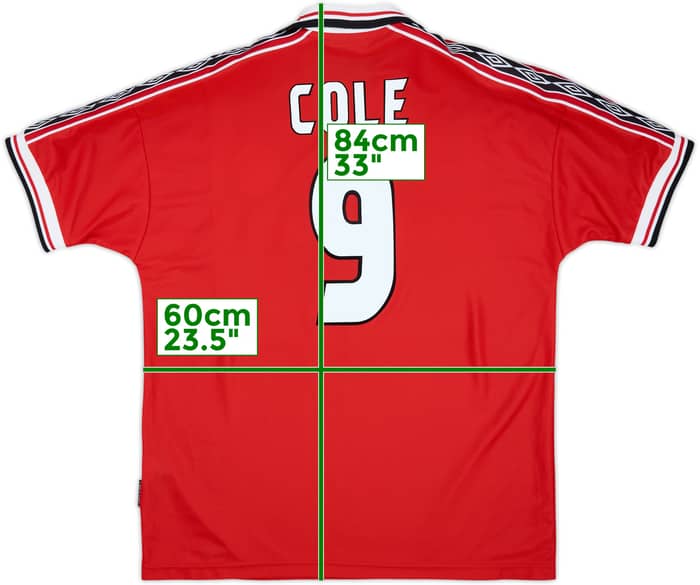 1998-00 Manchester United Home Shirt Cole #9 - 8/10 - (XL)