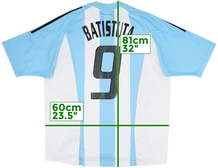2002-04 Argentina Home Shirt Batistuta #9 - 8/10 - (XL)