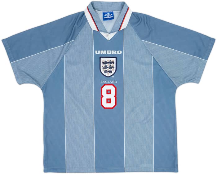 1996-97 England Away Shirt Gascoigne #8 - 8/10 - (XXL)