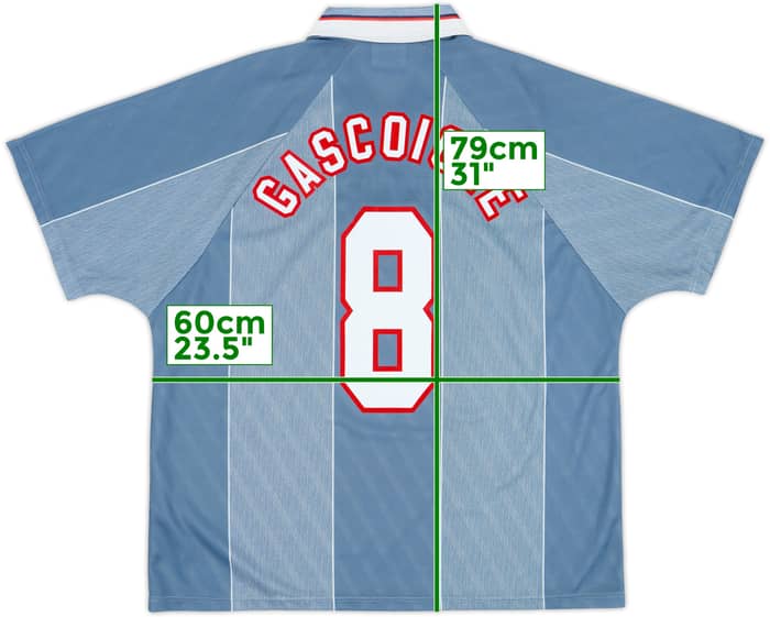 1996-97 England Away Shirt Gascoigne #8 - 8/10 - (XXL)