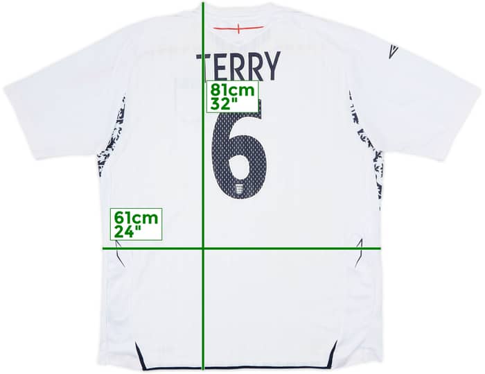 2007-09 England Home Shirt Terry #6 - 8/10 - (XXL)
