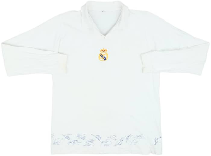 2002-03 Real Madrid 'Signed' Cotton L/S Shirt - 5/10 - (L)