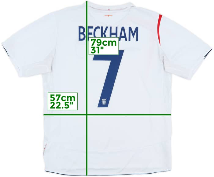 2005-07 England Home Shirt Beckham #7 - 6/10 - (XL)