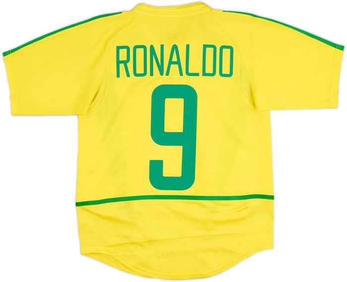 2002-04 Brazil Home Shirt Ronaldo #9 - 6/10 - (L.Boys)