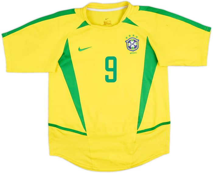 2002-04 Brazil Home Shirt Ronaldo #9 - 6/10 - (L.Boys)
